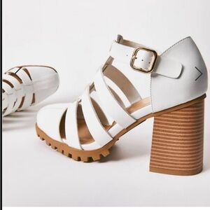 White Strappy Block Heel Sandals